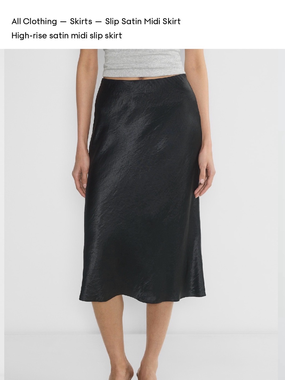 Aritzia Babaton Black Satin Midi Slip Skirt